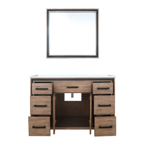 Image of Ziva 48" Rustic Barnwood Single Vanity, Cultured Marble Top, White Square Sink and 34" Mirror | LZV352248SNJSM34