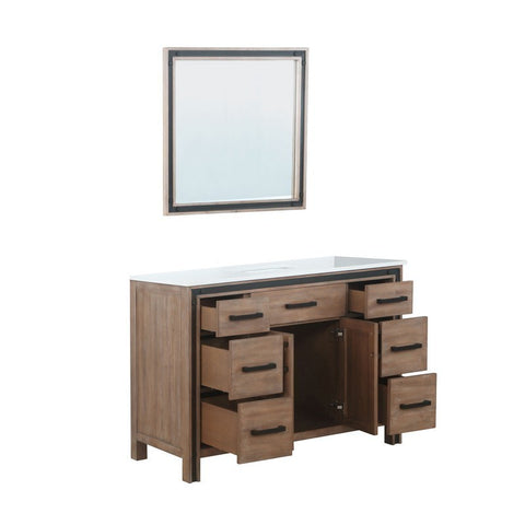 Image of Ziva 48" Rustic Barnwood Single Vanity, Cultured Marble Top, White Square Sink and 34" Mirror | LZV352248SNJSM34