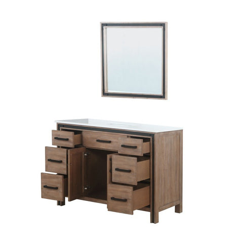 Image of Ziva 48" Rustic Barnwood Single Vanity, Cultured Marble Top, White Square Sink and 34" Mirror | LZV352248SNJSM34