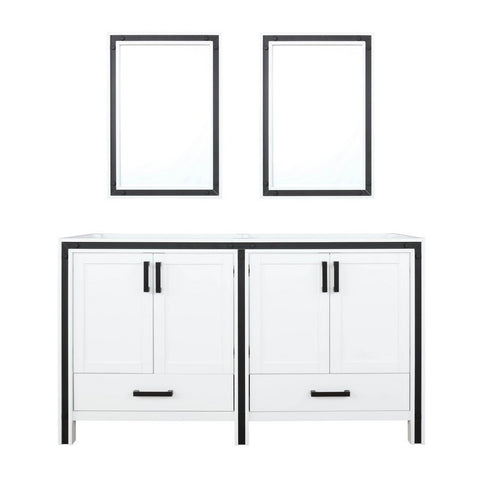 Image of Ziva 60 Inch White Double Vanity, no Top and 22 Inch Mirrors | LZV352260SA00M22
