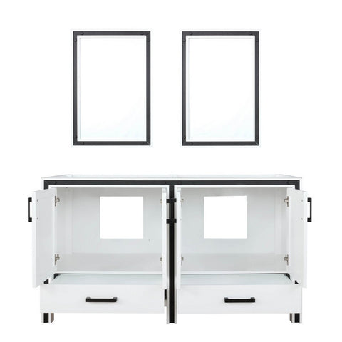 Image of Ziva 60 Inch White Double Vanity, no Top and 22 Inch Mirrors | LZV352260SA00M22