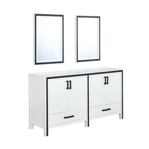 Image of Ziva 60 Inch White Double Vanity, no Top and 22 Inch Mirrors | LZV352260SA00M22