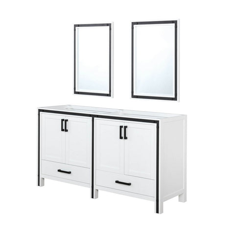 Image of Ziva 60 Inch White Double Vanity, no Top and 22 Inch Mirrors | LZV352260SA00M22