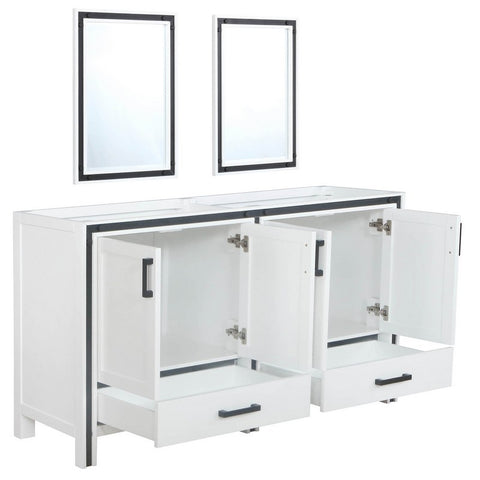 Image of Ziva 60 Inch White Double Vanity, no Top and 22 Inch Mirrors | LZV352260SA00M22