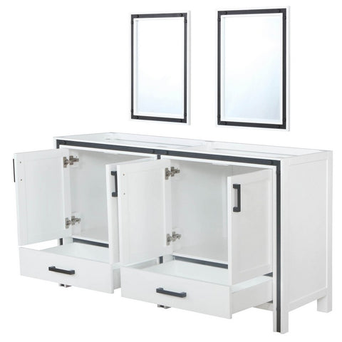 Image of Ziva 60 Inch White Double Vanity, no Top and 22 Inch Mirrors | LZV352260SA00M22