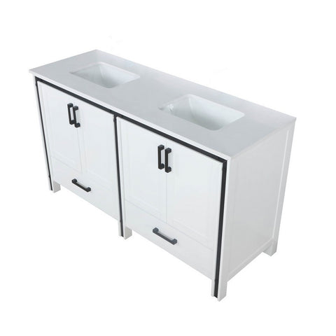 Image of Ziva 60" White Double Vanity, Cultured Marble Top, White Square Sink and no Mirror | LZV352260SAJS000