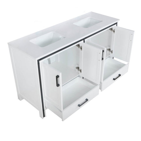 Image of Ziva 60" White Double Vanity, Cultured Marble Top, White Square Sink and no Mirror | LZV352260SAJS000