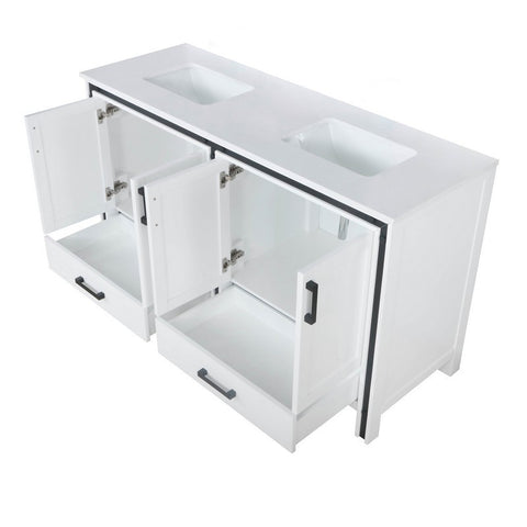 Image of Ziva 60" White Double Vanity, Cultured Marble Top, White Square Sink and no Mirror | LZV352260SAJS000