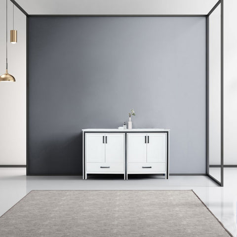 Image of Ziva 60" White Double Vanity, Cultured Marble Top, White Square Sink and no Mirror | LZV352260SAJS000