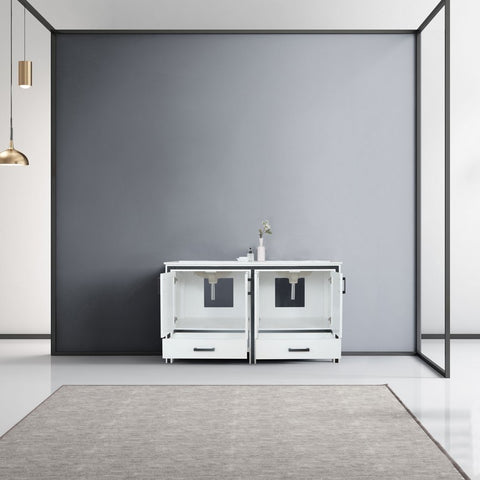 Image of Ziva 60" White Double Vanity, Cultured Marble Top, White Square Sink and no Mirror | LZV352260SAJS000