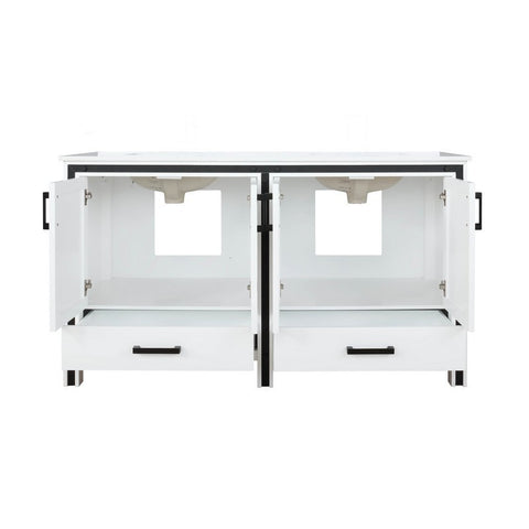Image of Ziva 60" White Double Vanity, Cultured Marble Top, White Square Sink and no Mirror | LZV352260SAJS000