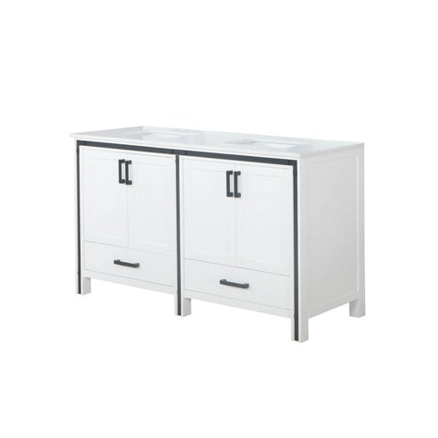 Image of Ziva 60" White Double Vanity, Cultured Marble Top, White Square Sink and no Mirror | LZV352260SAJS000