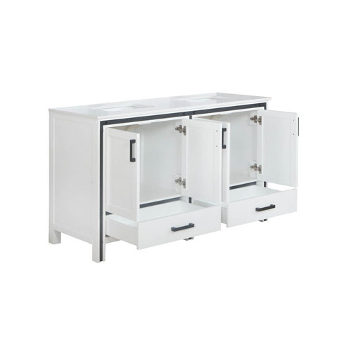 Image of Ziva 60" White Double Vanity, Cultured Marble Top, White Square Sink and no Mirror | LZV352260SAJS000