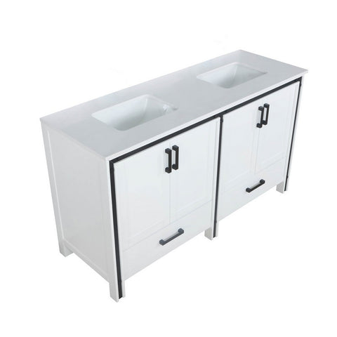 Image of Ziva 60" White Double Vanity, Cultured Marble Top, White Square Sink and no Mirror | LZV352260SAJS000