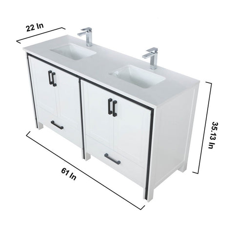 Image of Ziva 60" White Double Vanity Set, Cultured Marble Top | LZV352260SAJSM22F