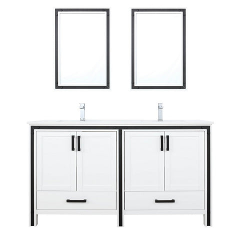 Image of Ziva 60" White Double Vanity Set, Cultured Marble Top | LZV352260SAJSM22F
