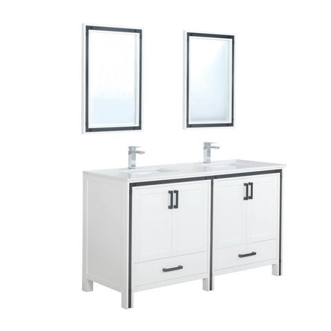 Image of Ziva 60" White Double Vanity Set, Cultured Marble Top | LZV352260SAJSM22F