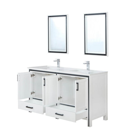 Image of Ziva 60" White Double Vanity Set, Cultured Marble Top | LZV352260SAJSM22F