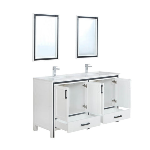 Image of Ziva 60" White Double Vanity Set, Cultured Marble Top | LZV352260SAJSM22F