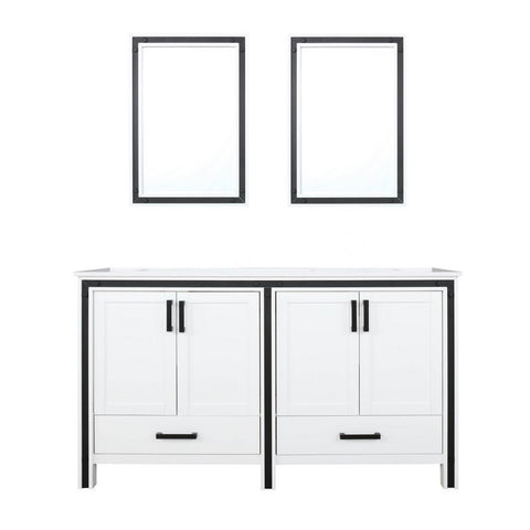 Image of Ziva 60" White Double Vanity, Cultured Marble Top, White Square Sink and 22" Mirrors | LZV352260SAJSM22