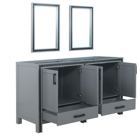 Image of Ziva 60 Inch Dark Grey Double Vanity, no Top and 22 Inch Mirrors | LZV352260SB00M22