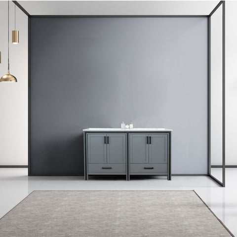 Image of Ziva 60" Dark Grey Double Vanity, Cultured Marble Top, White Square Sink and no Mirror | LZV352260SBJS000