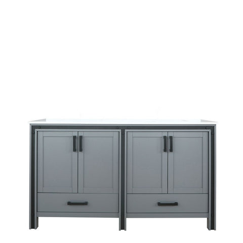 Image of Ziva 60" Dark Grey Double Vanity, Cultured Marble Top, White Square Sink and no Mirror | LZV352260SBJS000