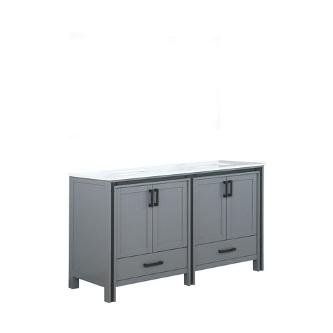 Image of Ziva 60" Dark Grey Double Vanity, Cultured Marble Top, White Square Sink and no Mirror | LZV352260SBJS000