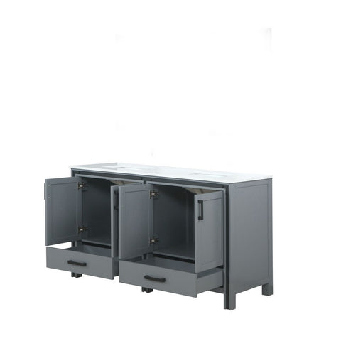 Image of Ziva 60" Dark Grey Double Vanity, Cultured Marble Top, White Square Sink and no Mirror | LZV352260SBJS000