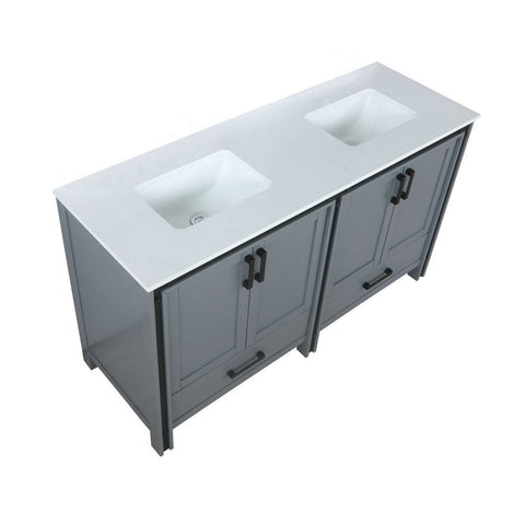 Image of Ziva 60" Dark Grey Double Vanity, Cultured Marble Top, White Square Sink and no Mirror | LZV352260SBJS000