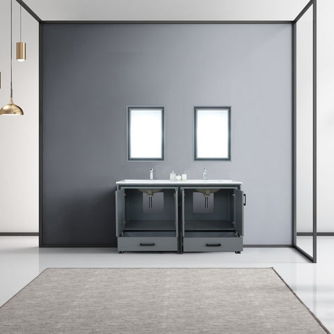 Image of Ziva 60" Dark Grey Double Vanity Set, Cultured Marble Top | LZV352260SBJSM22F