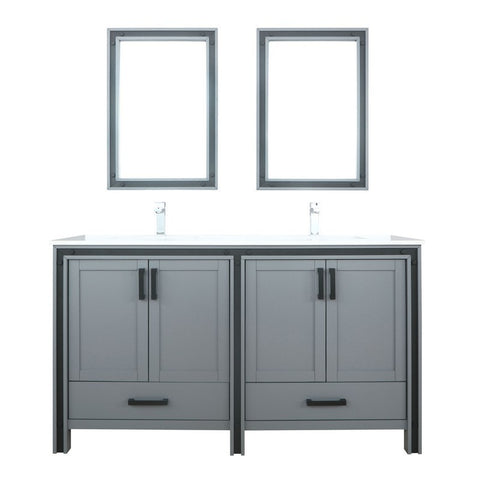 Image of Ziva 60" Dark Grey Double Vanity Set, Cultured Marble Top | LZV352260SBJSM22F