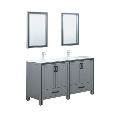 Image of Ziva 60" Dark Grey Double Vanity Set, Cultured Marble Top | LZV352260SBJSM22F