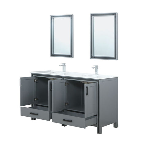 Image of Ziva 60" Dark Grey Double Vanity Set, Cultured Marble Top | LZV352260SBJSM22F