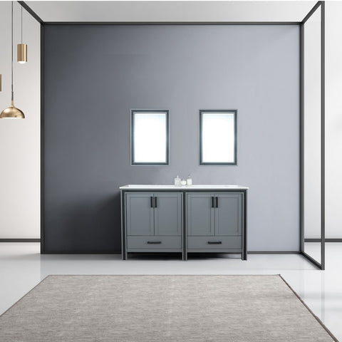 Image of Ziva 60" Dark Grey Double Vanity, Cultured Marble Top, White Square Sink and 22" Mirrors | LZV352260SBJSM22