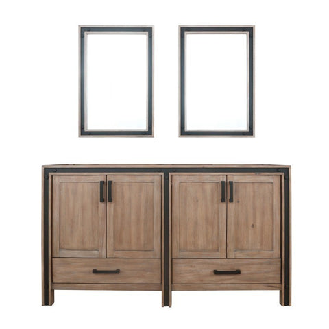 Image of Ziva 60" Rustic Barnwood Double Vanity, no Top and 22" Mirrors | LZV352260SN00M22