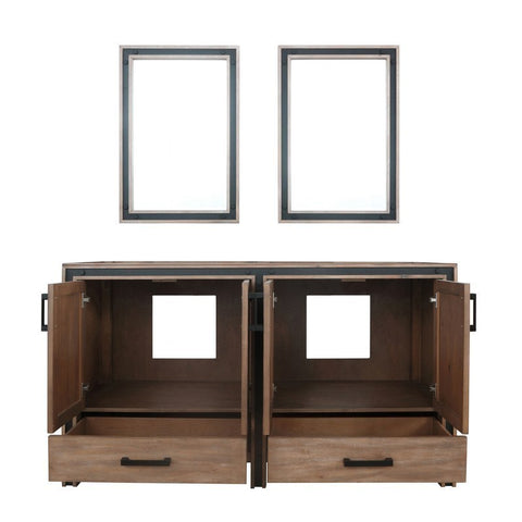 Image of Ziva 60" Rustic Barnwood Double Vanity, no Top and 22" Mirrors | LZV352260SN00M22