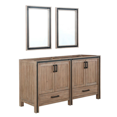 Image of Ziva 60" Rustic Barnwood Double Vanity, no Top and 22" Mirrors | LZV352260SN00M22