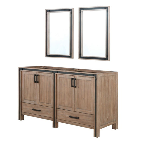 Image of Ziva 60" Rustic Barnwood Double Vanity, no Top and 22" Mirrors | LZV352260SN00M22
