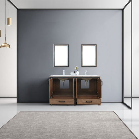 Image of Ziva 60" Rustic Barnwood Double Vanity Set, Cultured Marble Top | LZV352260SNJSM22F