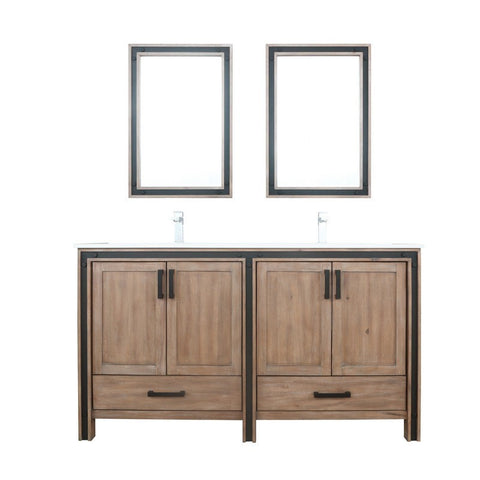 Image of Ziva 60" Rustic Barnwood Double Vanity Set, Cultured Marble Top | LZV352260SNJSM22F
