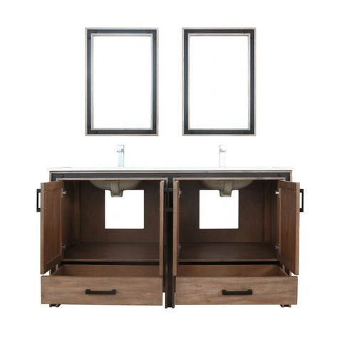 Image of Ziva 60" Rustic Barnwood Double Vanity Set, Cultured Marble Top | LZV352260SNJSM22F