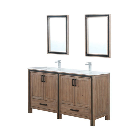 Image of Ziva 60" Rustic Barnwood Double Vanity Set, Cultured Marble Top | LZV352260SNJSM22F