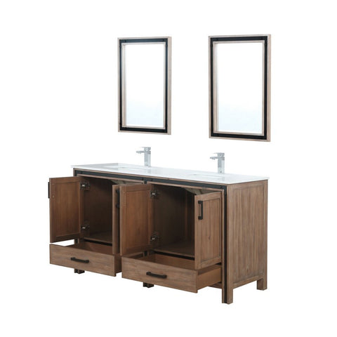 Image of Ziva 60" Rustic Barnwood Double Vanity Set, Cultured Marble Top | LZV352260SNJSM22F