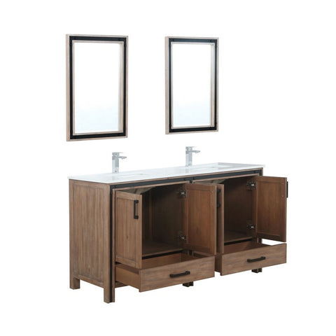 Image of Ziva 60" Rustic Barnwood Double Vanity Set, Cultured Marble Top | LZV352260SNJSM22F
