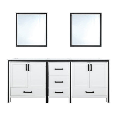 Image of Ziva 72" White Double Vanity, no Top and 30" Mirrors | LZV352272SA00M30