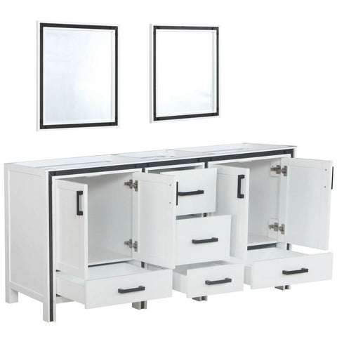 Image of Ziva 72" White Double Vanity, no Top and 30" Mirrors | LZV352272SA00M30