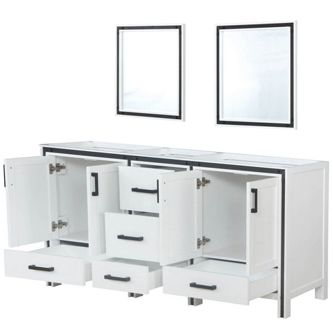 Image of Ziva 72" White Double Vanity, no Top and 30" Mirrors | LZV352272SA00M30