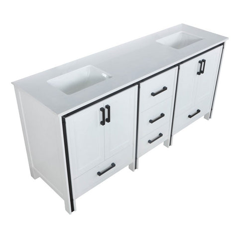 Image of Ziva 72" White Double Vanity, Cultured Marble Top, White Square Sink and no Mirror | LZV352272SAJS000