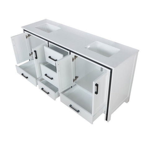 Image of Ziva 72" White Double Vanity, Cultured Marble Top, White Square Sink and no Mirror | LZV352272SAJS000